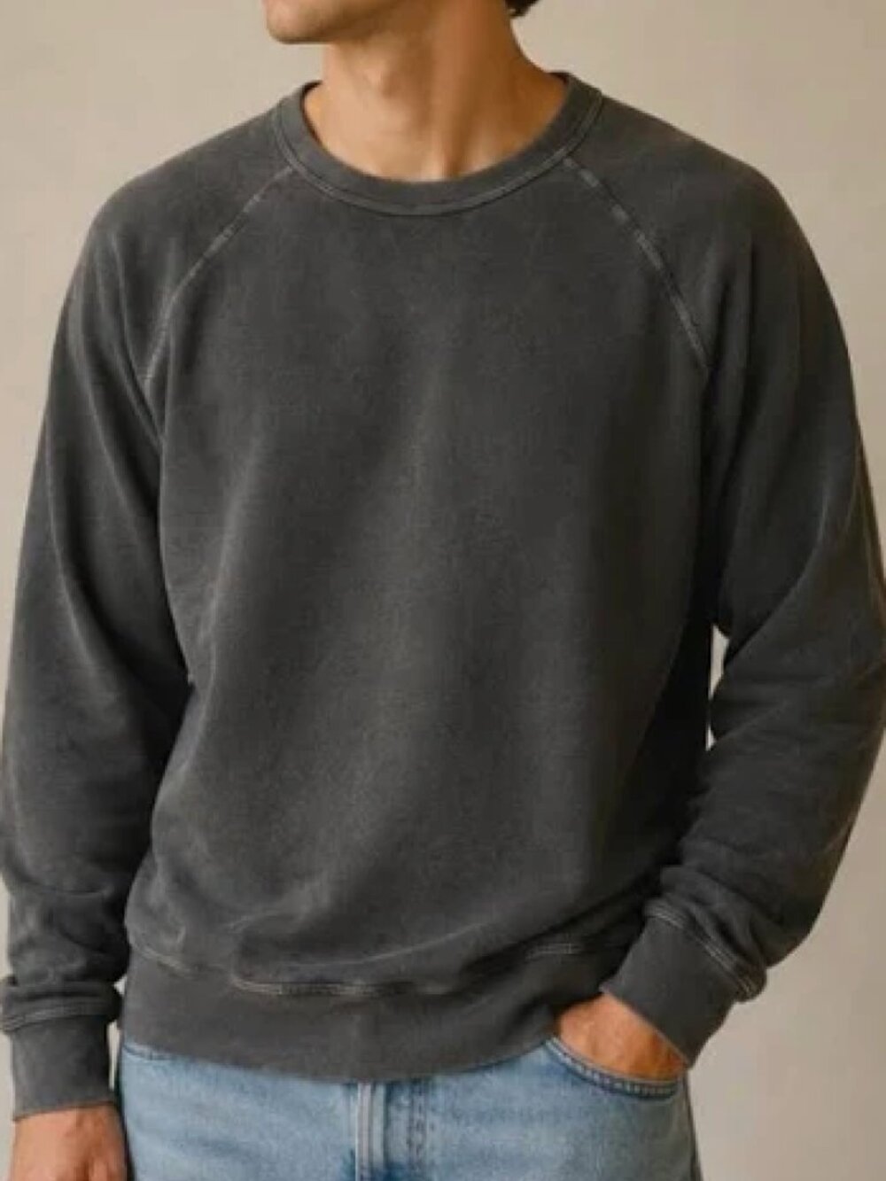 The Great Washed Black Vintage Crewneck Sweatshirt Size 1